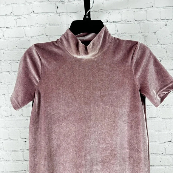 Madewell Mockneck Velvet Mini Mauve Shift Dress Size XXS - Picture 2 of 7